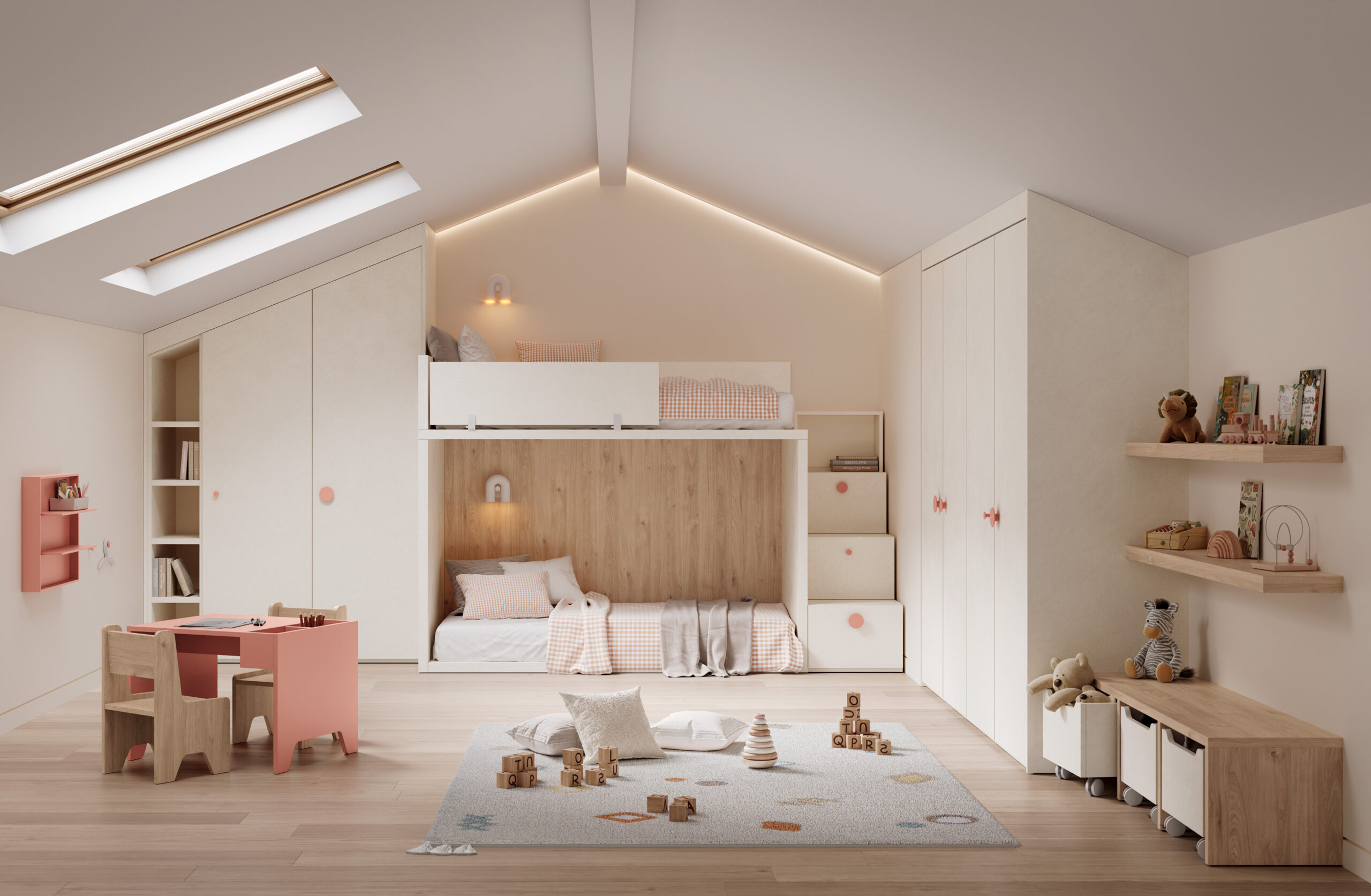 Dormitorio Montessori con mobiliario infantil Tegar