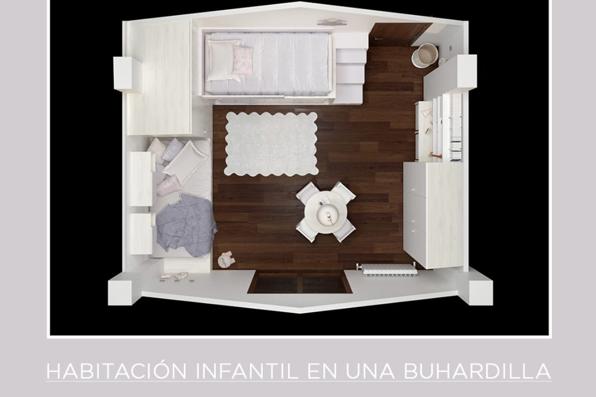 Habitación infantil en una buhardilla