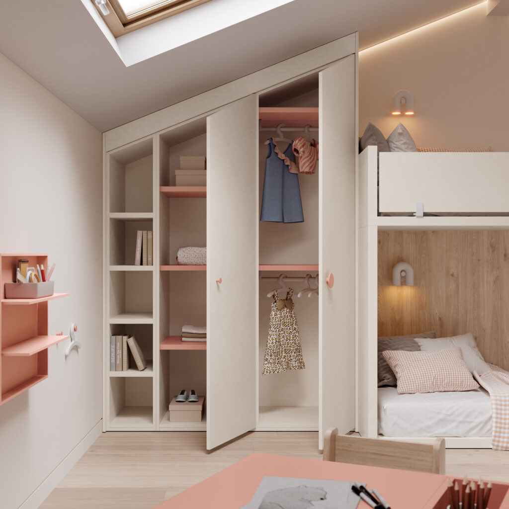 Armario Montessori en dormitorio montessori infantil de Tegar Mobel.